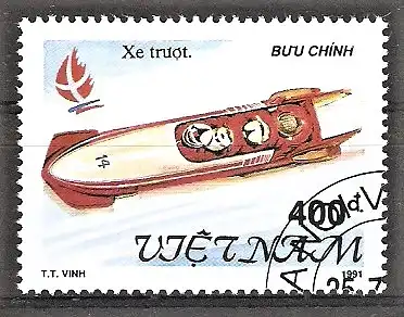Briefmarke Vietnam Mi.Nr. 2354 o Olympische Winterspiele 1992 Albertville / Bobfahren