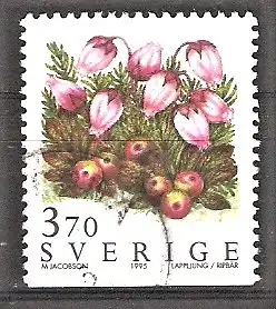 Briefmarke Schweden Mi.Nr. 1885 o Gebirgsblumen 1995 / Blauheide (Phyllodoce caerulea) & Alpen-Bärentraube (Arctostaphylos alpinus)