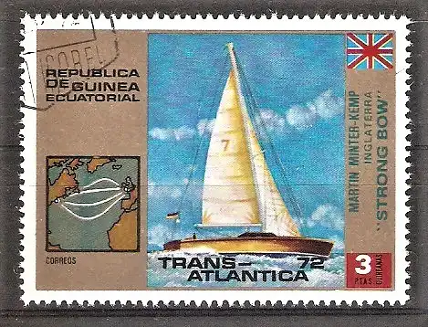 Briefmarke Äquatorial-Guinea Mi.Nr. 202 o Transatlantik-Segelregatta 1973 / Segelboot „Strong Bow“