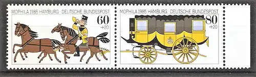 Briefmarke BRD Mi.Nr. 1255-1256 ** ZUSAMMENDRUCK / Internationale Briefmarkenausstellung MOPHILA Hamburg 1985 / Kompletter Satz !