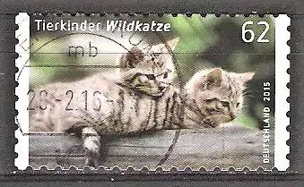 Briefmarke BRD Mi.Nr. 3130 o Tierbabys 2015 / Europäische Wildkatze (Felis silvestris silvestris)