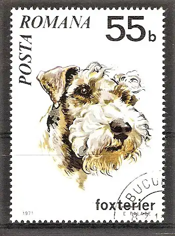 Briefmarke Rumänien Mi.Nr. 2910 o Hunde 1971 / Foxterrier