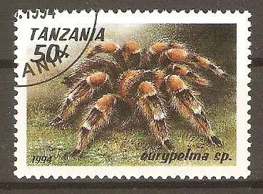 Briefmarke Tanzania Mi.Nr. 1799 o Spinnentiere 1994 / Vogelspinne (Eurypelma spinicrus) #20244