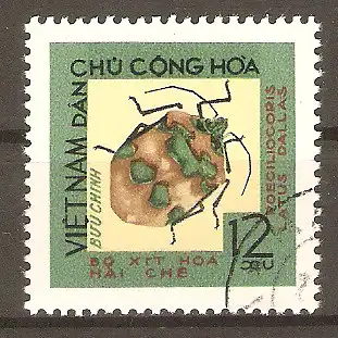 Briefmarke Vietnam Mi.Nr. 381 o Schädliche Insekten 1965 / Schildwanze (Poecilocoris platus)  #20246