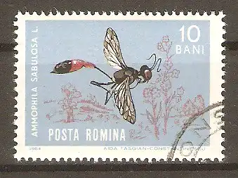 Briefmarke Rumänien Mi.Nr. 2261 o Sandwespe (Ammophila sabulosa) #20247