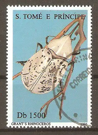 Briefmarke Sao Tome & Principe Mi.Nr. 1707 o Insekten 1996 / Grant-Nashornkäfer #20248