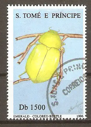 Briefmarke Sao Tome & Principe Mi.Nr. 1708 o Insekten 1996 / Smaragdgrüner Käfer #202411