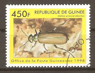 Briefmarke Guinea Mi.Nr. 1898 o Käfer aus aller Welt 1998 / Ölkäfer (Meloe proscarabactus) #202412