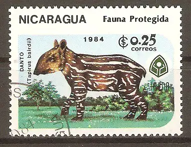 Briefmarke Nicaragua Mi.Nr. 2550 o Geschützte Tiere 1984 / Mittelamerikanischer Tapir (Tapirus bairdi) #202413
