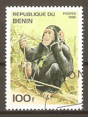 Briefmarke Benin Mi.Nr. 693 o Säugetiere Afrikas 1995 / Schimpanse (Pan troglodytes) #202422