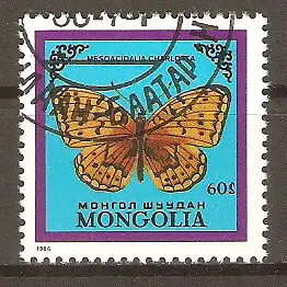 Briefmarke Mongolei Mi.Nr. 1780 o Schmetterlinge 1986 / Großer Perlmutterfalter (Mesoacidalia charlotta) #202423