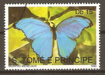 Briefmarke Sao Tomé und Principe Mi.Nr. 1193 o Blauer Morphofalter (Morpho menelaus) #202428