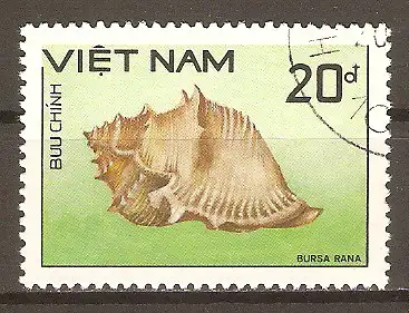 Briefmarke Vietnam Mi.Nr. 1961 o Kopffüßer und Meeresschnecken 1988 / Froschschnecke (Bursa rana) #202450