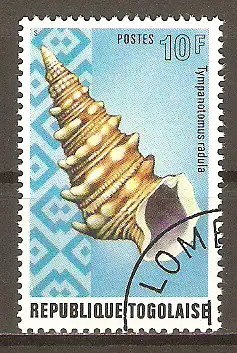 Briefmarke Togo Mi.Nr. 1051 A o Weichtiere 1974 / Schlammkriecher-Schnecke (Tympanotonus radula) #202457