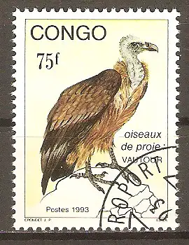 Briefmarke Kongo-Brazzaville Mi.Nr. 1355 o Greifvögel 1993 / Sperbergeier (Gyps rueppelli) #202459