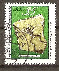 Briefmarke DDR Mi.Nr. 2373 o 250 Jahre Staatliche Wissenschaftliche Museen Dresden 1978 / Fossiler Froschlurch #202466