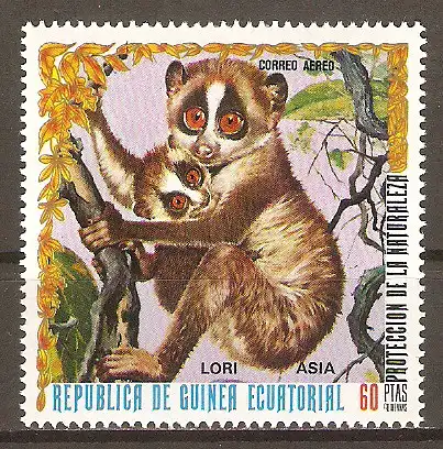 Briefmarke Äquatorial-Guinea Mi.Nr. 944 ** Asiatische Säugetiere 1976 / Lori #202468