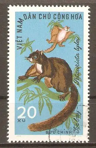 Briefmarke Vietnam Mi.Nr. 373 o Wildtiere 1965 / Riesen-Flughörnchen (Petaurista lylei) #202472