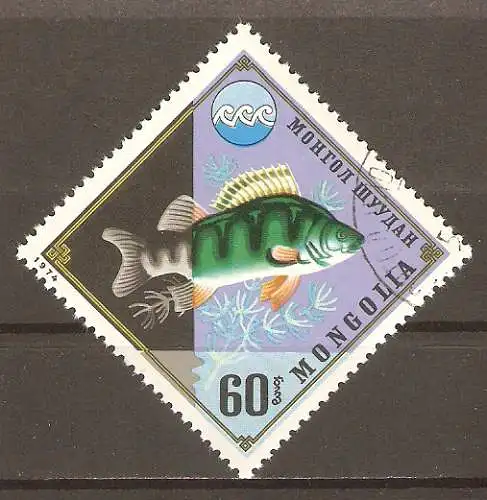 Briefmarke Mongolei Mi.Nr. 905 o Umweltschutz 1974 / Barsch #202480