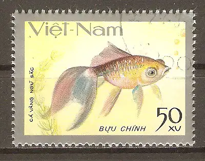 Briefmarke Vietnam Mi.Nr. 936 o Goldfische 1977 / Fünffarben-Goldfisch #202484