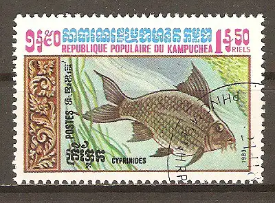 Briefmarke Kambodscha Mi.Nr. 527 o Fische 1983 / Spiegelkarpfen #202488