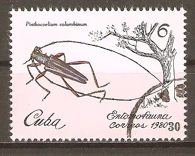 Briefmarke Cuba Mi.Nr. 2450 o Insekten 1980 / Käfer (Pinthocoelium columbinum) #202491