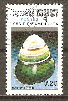 Briefmarke Kambodscha Mi.Nr. 962 o Philippinische Landschnecke (Helicostyla florida) #202493