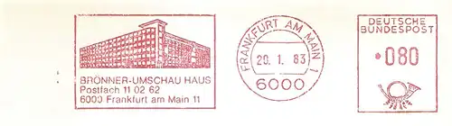 Freistempel Frankfurt am Main - Brönner-Umschau Haus (Abb. Verlagsgebäude) (#1619)