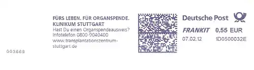 Freistempel 1D0500032E Stuttgart - Klinikum Stuttgart - Fürs Leben, Für Organspende. - Hast Du einen Organspendeausweis? (#1664)