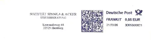 Freistempel 3D05000821 Hamburg - Sozietät Spanka & Acker - Steuerberatung (#1670)