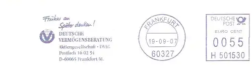 Freistempel H501530 Frankfurt am Main - Deutsche Vermögensberatung Aktiengesellschaft - DVAG - Früher an Später denken! (#1749)