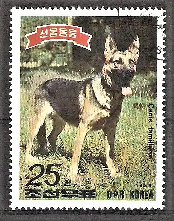 Briefmarke Korea-Nord Mi.Nr. 2993 o Tiere 1989 / Deutscher Schäferhund