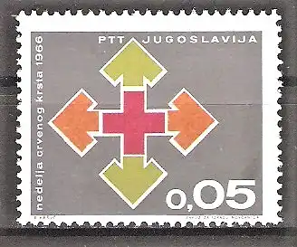 Briefmarke Jugoslawien Zwangszuschlagsmarke Mi.Nr. 32 ** Rotes Kreuz 1966