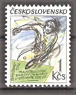 Briefmarke Tschechoslowakei Mi.Nr. 3121 ** Tischtennis-Europameisterschaften der Junioren 1992 / Tischtennisspieler