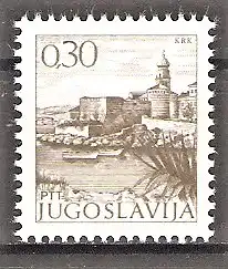 Briefmarke Jugoslawien Mi.Nr. 1480 II xC ** Freimarke Sehenswürdigkeiten 1972 / Burg auf der Insel Krk