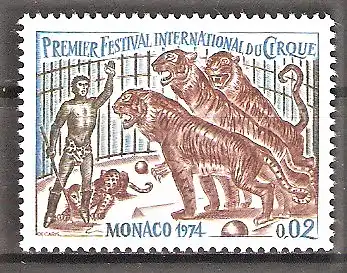 Briefmarke Monaco Mi.Nr. 1130 ** 1. Internationales Zirkusfestival von Monte Carlo 1974 / Raubtierdressur