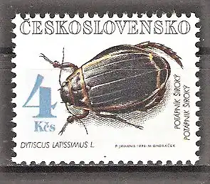 Briefmarke Tschechoslowakei Mi.Nr. 3125 ** Breitrandkäfer (Dytiscus latissimus)
