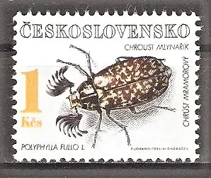 Briefmarke Tschechoslowakei Mi.Nr. 3122 ** Naturschutz 1992 / Geschützte Käfer - Walker Käfer (Polyphylla fullo)