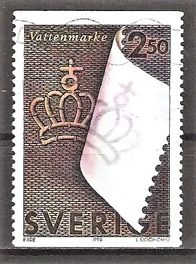 Briefmarke Schweden Mi.Nr. 1626 o Verband der Zellstoff- und Papierfabrikanten 1990 / Wasserzeichen