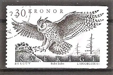 Briefmarke Schweden Mi.Nr. 1565 A o Uhu 1989 / Uhu (Bubo bubo)