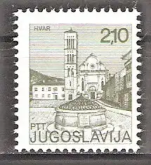 Briefmarke Jugoslawien Mi.Nr. 1596 x ** Freimarke Sehenswürdigkeiten 1975 / Brunnen und Dom, Hvar