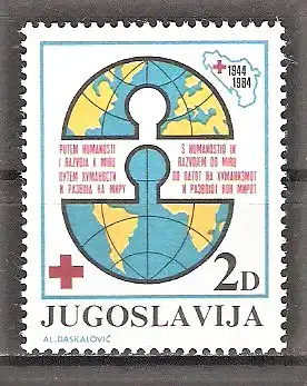 Briefmarke Jugoslawien Zwangszuschlagsmarke Mi.Nr. 85 ** Rotes Kreuz 1984