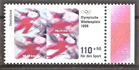 Briefmarke BRD Mi.Nr. 1969 ** Seitenrand rechts - Sporthilfe 1998 / Olympische Winterspiele Nagano - Skispringen