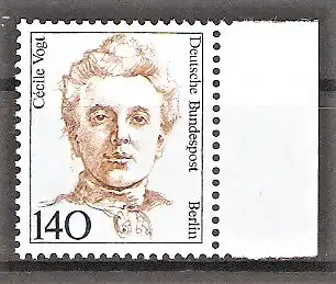 Briefmarke Berlin Mi.Nr. 848 ** Seitenrand rechts - Cécile Vogt 1989 / Hirnforscherin
