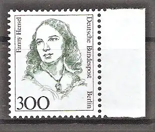 Briefmarke Berlin Mi.Nr. 849 ** Seitenrand rechts - Fanny Hensel 1989 / Musikerin