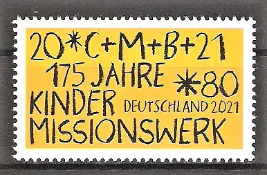 Briefmarke BRD Mi.Nr. 3582 ** 175 Jahre Kindermissionswerk 2021 / Haussegensinschrift der Sternsinger