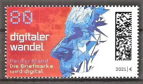 Briefmarke BRD Mi.Nr. 3590 ** Digitaler Wandel 2021 / Computergraphik eines menschlichen Gesichtes