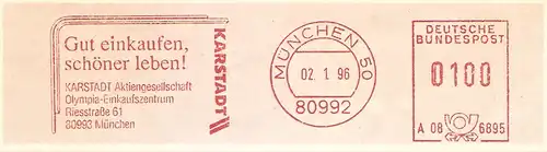 Freistempel A08 6895 München - KARSTADT - Olympia-Einkaufszentrum - Gut einkaufen, schöner leben! (#2102)
