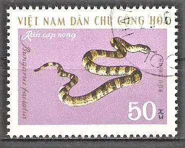 Briefmarke Vietnam Mi.Nr. 642 o Giftschlangen 1970 / McClellands Schmuckotter (Calliophis macclellandi)