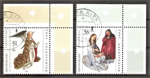 Briefmarke BRD Mi.Nr. 2285 - 2286 o Bogenecken oben rechts (Kompletter Satz!) - Weihnachten 2002